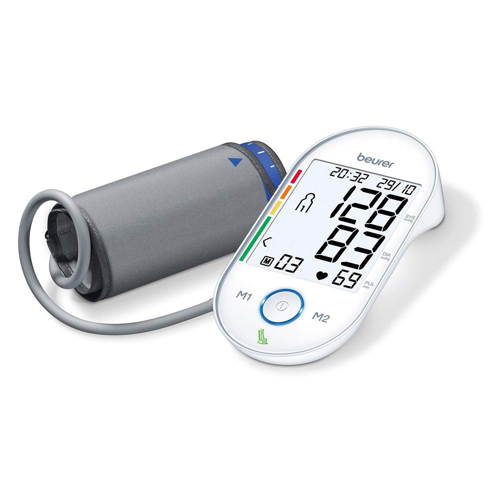 Beurer BM 55 upper arm blood pressure monitor with patented rest indicator for accurate measurement results, with USB interface, risk indicator, arrhythmia detection, for upper arm circumferences of 22-42 cm - NewNest Australia