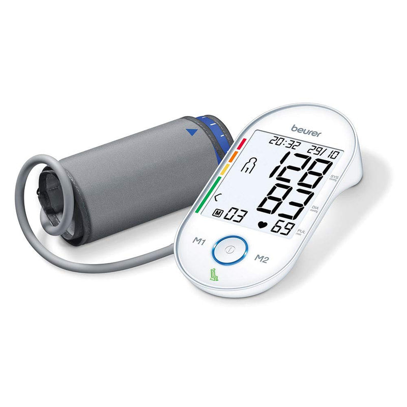 Beurer BM 55 upper arm blood pressure monitor with patented rest indicator for accurate measurement results, with USB interface, risk indicator, arrhythmia detection, for upper arm circumferences of 22-42 cm - NewNest Australia