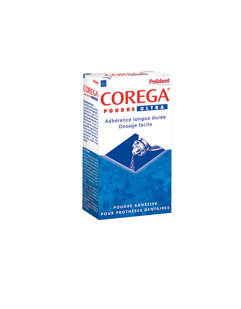 Polident Corega powder, ultra self-adhesive, for partial or full dentures, adhesive powder without zinc, all-day hold, 40 g - NewNest Australia