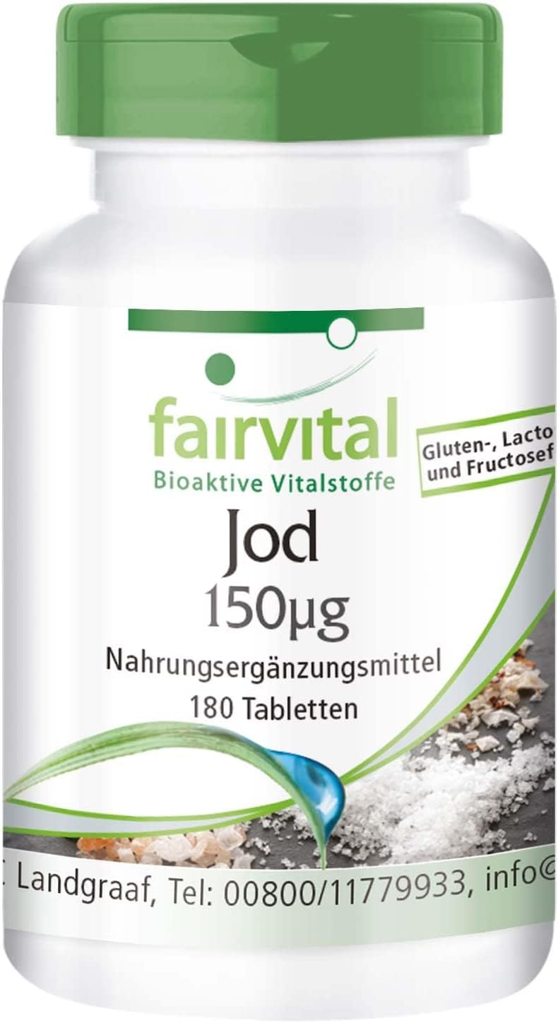 Fairvital | Iodine tablets - HIGH DOSE with 150µg iodine per tablet - made from potassium iodide - VEGAN - 180 tablets - NewNest Australia