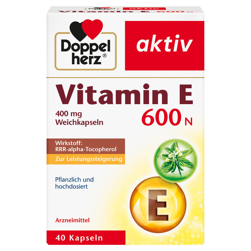 Doppelherz Vitamin E 600 N soft capsules - herbal medicine and high dosage - vitamin E to improve performance - 40 capsules - NewNest Australia