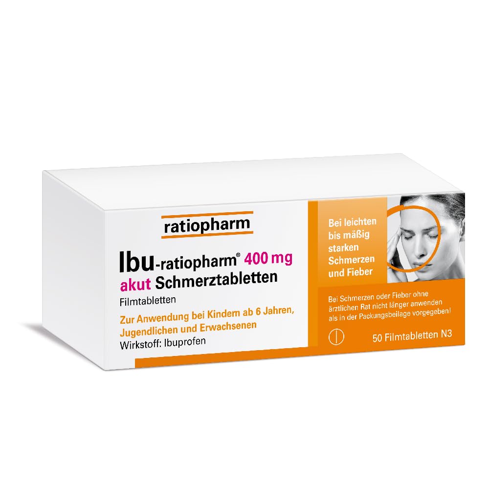 IBU-ratiopharm 400 mg acute pain tablets: proven for pain and fever. Active ingredient: Ibuprofen, 50 film-coated tablets 50 pieces (pack of 1) - NewNest Australia