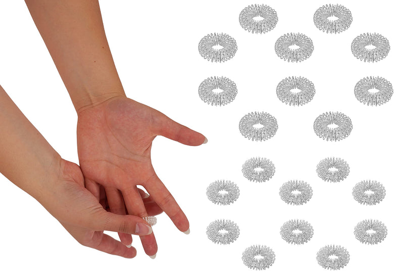 Chi-Enterprise - Premium Massage Ring Set For The Finger | Anti-Stress Ring | Acupressure Ring - Anxiety Ring | Contents: 10X Antistress Ring (10X Silver/Small, 10X Silver/Large) - NewNest Australia