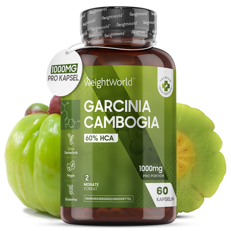 Garcinia Cambogia Pure - 1000Mg Per Capsule - Stimulate Thermogenesis - 60 Vegan Capsules For A 2 Month Supply - Superfood With 60% Hca (Hydroxycitric Acid) - Garcinia Fruit Extract From Weightworld - NewNest Australia