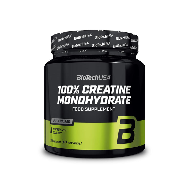 BioTechUSA 100% Creatine Monohydrate | Pharmaceutical Grade Creatine | Micronized | Vegan | Gluten free, 500g can - NewNest Australia