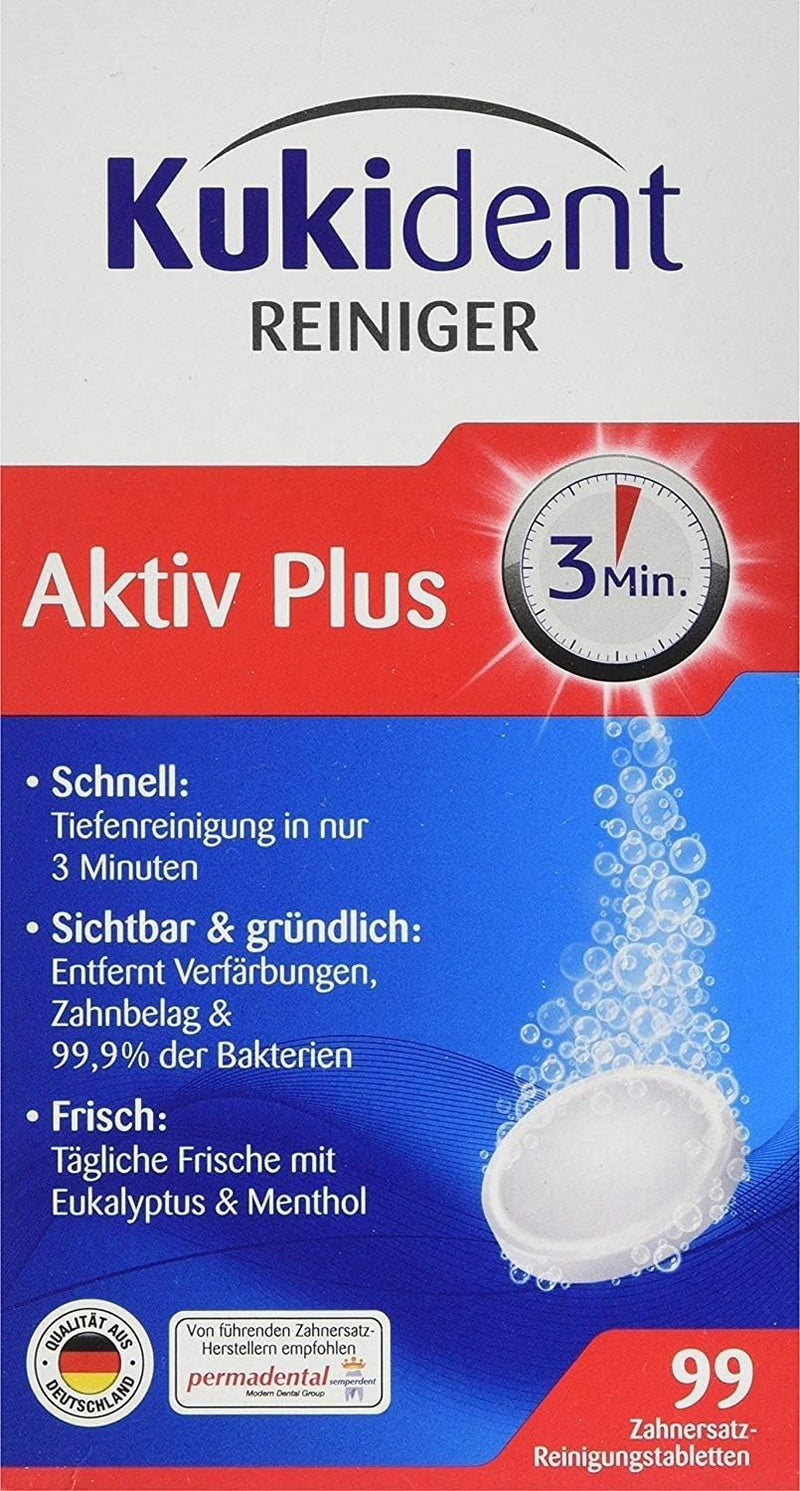 Kukident Active Plus Express cleaning agent, pack of 3 (3 x 99 pieces) - NewNest Australia