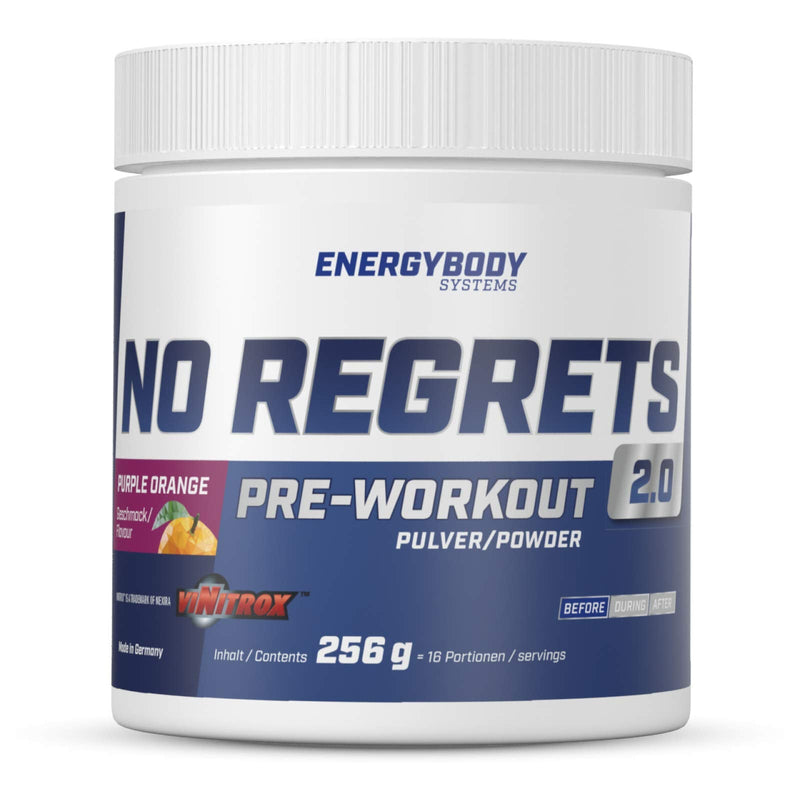 Energybody No Regrets Preworkout Booster 256 G For Strength Training, Endurance Or Gaming / Strong Caffeine Booster With Bcaa Arginine, Beta-Alanine, Taurine - Purple Orange Flavor - 18 Servings - NewNest Australia