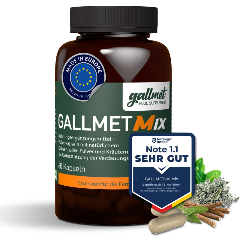 GALLMET Mix 60x Ox Bile 100mg + Herbs 37.5mg Ox Bile Capsules with Extra Herbs - Made in EU - NewNest Australia