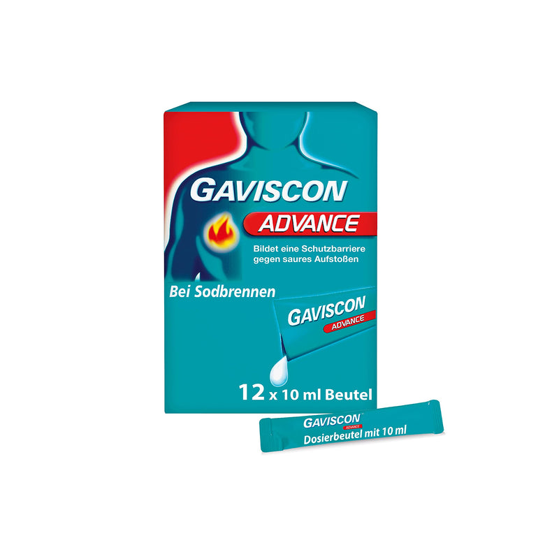 GAVISCON Advance 1000 mg / 200 mg Suspension - Extra strong protective barrier against reflux - Works for up to 4 hours - 12 x 10 ml dosing bags - NewNest Australia