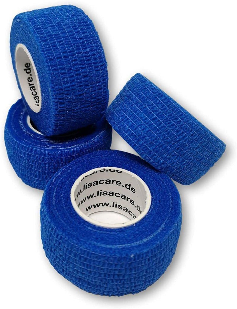 Lisacare Finger Plasters Self-Adhesive Elastic, Waterproof, Dust, Grease And Dirt-Repellent Plasters - Choice Of Colors - 4 Rolls Each 2.5 Cm X 4.5 M 2424 Blue 4 - NewNest Australia