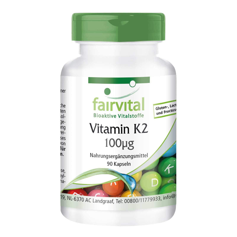 Fairvital | Vitamin K2 MK-7 100µg - HIGH DOSE - Menaquinone MK-7 - natural & fermented from natto - VEGAN - 90 capsules - NewNest Australia