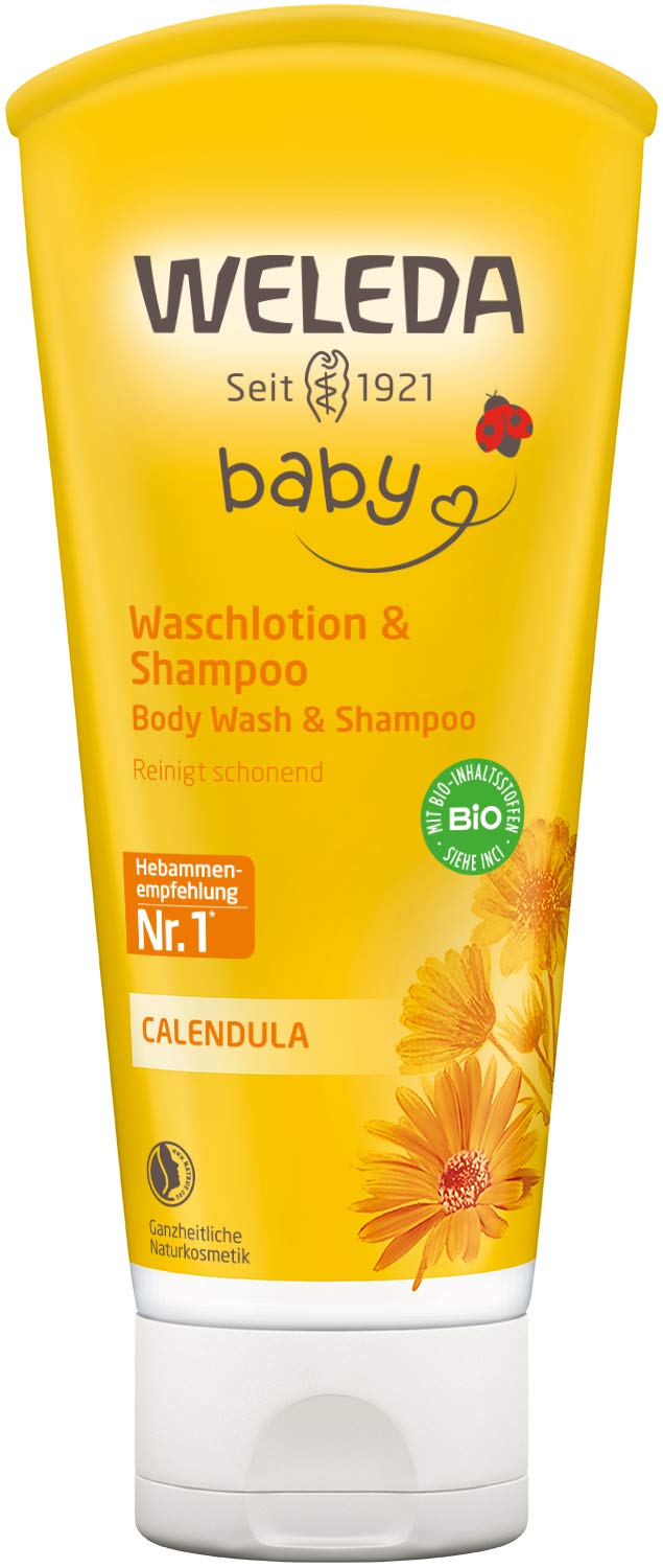 Weleda Organic Calendula Baby Wash Lotion & Shampoo - Vegan Natural Cosmetic Shower Gel For Skin Care/Hair Care For Newborns. Baby Care Shower For Sensitive Skin, Gentle On The Eyes (1X 200Ml) Single - NewNest Australia