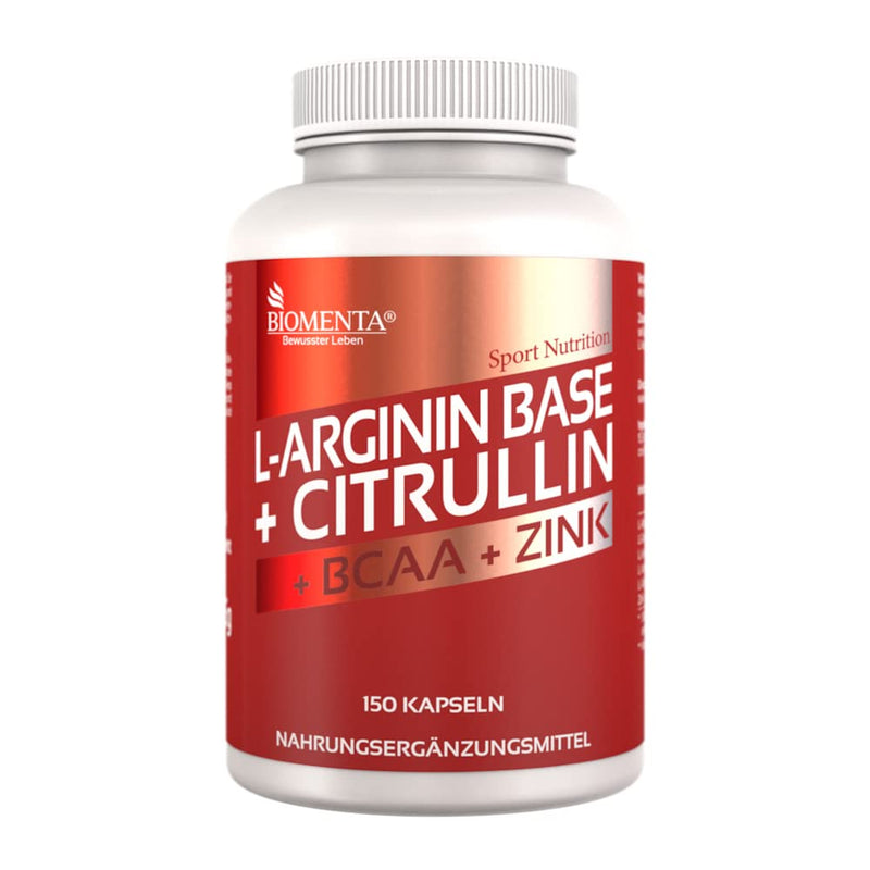 Biomenta L-Arginine + Citrulline - 150 L Arginine Citrulline Capsules With 3,500 Mg Arginine Base, 1,000 Mg L Citrulline Malate Powder, Enriched With 1,000 Mg Bcaa And Zinc - NewNest Australia