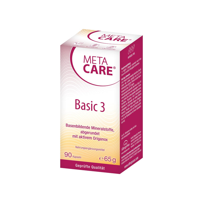 META CARE Basic 3 - Alkaline-forming minerals - Ideal for targeted alkaline supply - Rounded off with active Origanox - 90 capsules - NewNest Australia