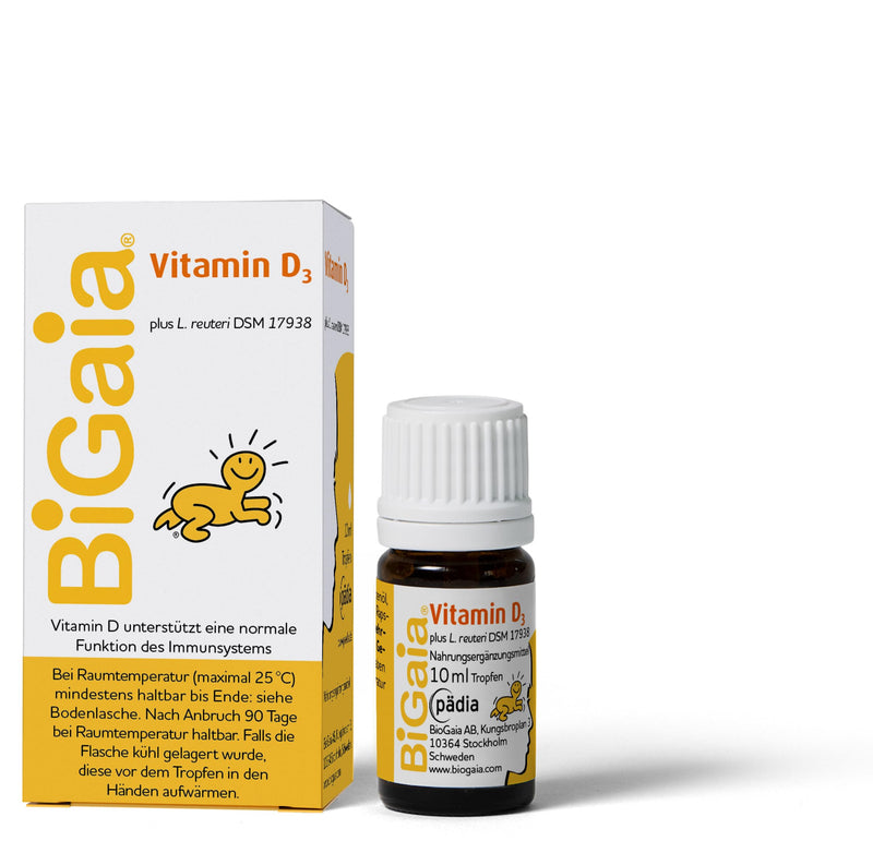 BiGaia Drops Plus Vitamin D3, 10ml, with natural lactic acid bacteria L. reuteri to support the intestinal flora, for infants from birth - NewNest Australia