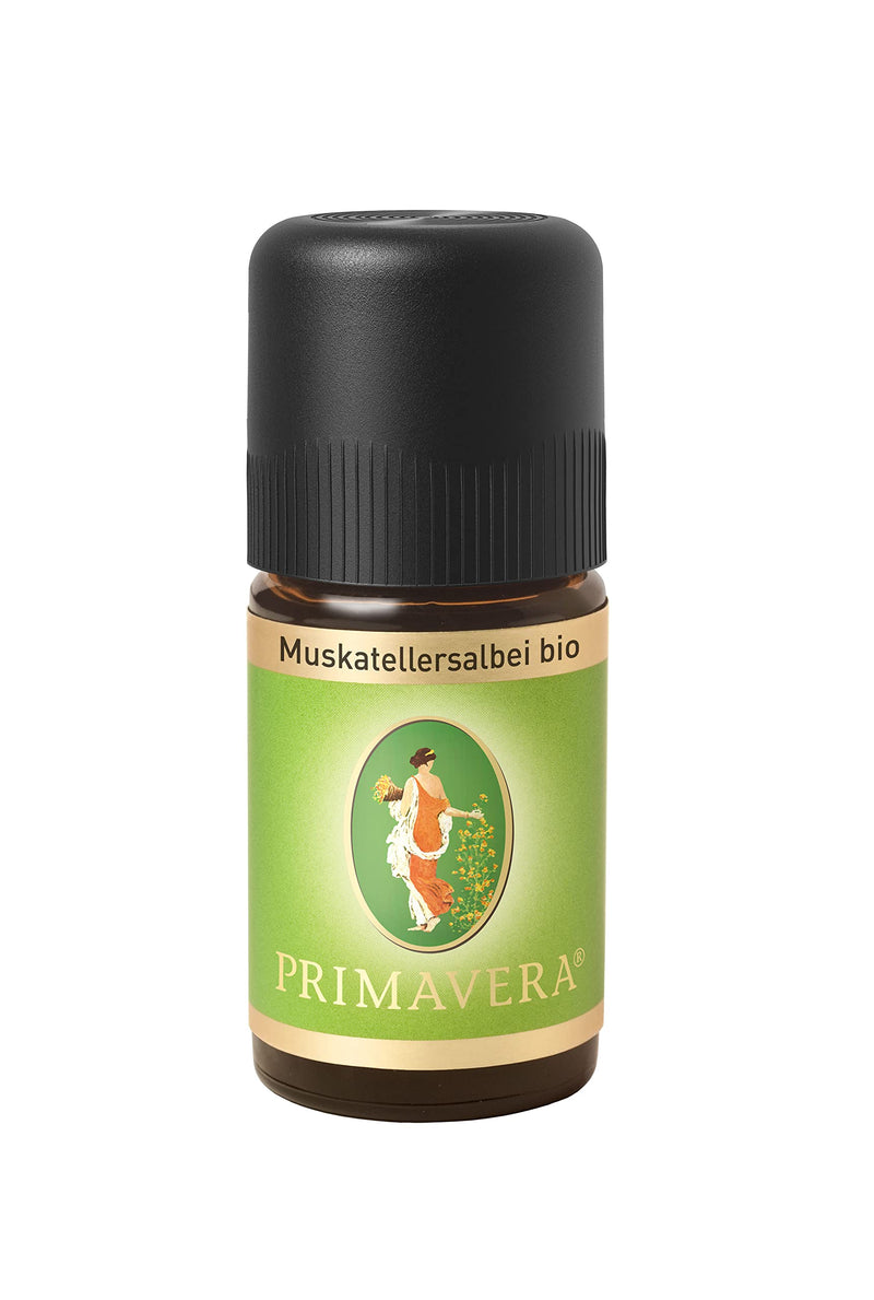 PRIMAVERA Essential Oil Clary Sage organic 5 ml - aroma oil, fragrance oil, aromatherapy - skin-caring, relaxing, balancing - vegan - NewNest Australia
