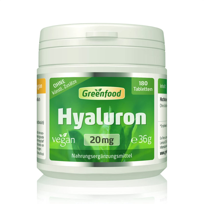 Hyaluron, 20 Mg Pure Hyaluron, High Dosage, 180 Tablets, Vegan - Component Of Skin, Connective Tissue And Joints. No Artificial Additives. No Genetic Engineering. - NewNest Australia
