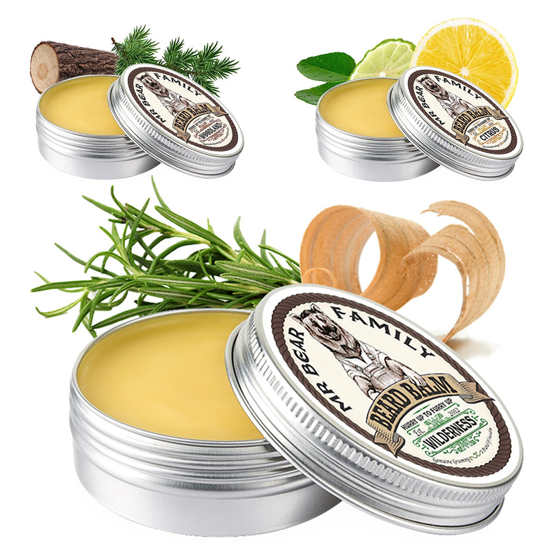 Mr Bear Family Beard Balm Men - Wilderness - Nourishing Beard Balm - Beard Wax with Shea Butter, Jojoba Oil and Beeswax - Beard Wax Mustache & Full Beard Beard Styling - Beard Balm 60ml Wilderness - NewNest Australia