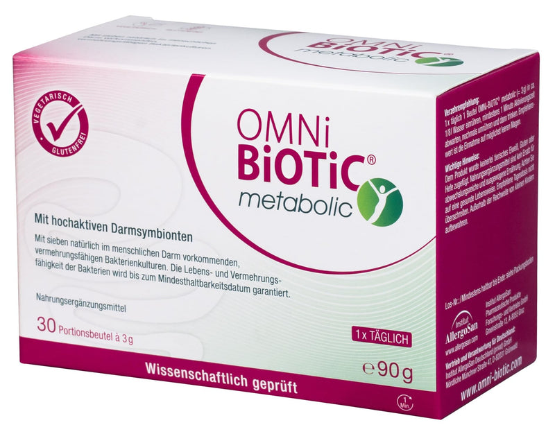 OMNi BiOTiC metabolic, 30 portions (90g), 7 bacterial strains, 3 billion germs per daily dose, powder, vegetarian, gluten-free, for daily use - NewNest Australia