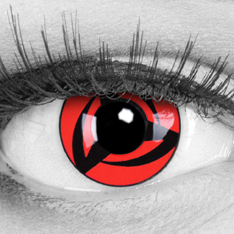 Meralens 1 pair of colored anime Sharingan contact lenses Kakashi Naruto in red black perfect for Manga Hereos of Cosplay, Halloween with free contact lens case red 12 monthly lenses without strength - NewNest Australia
