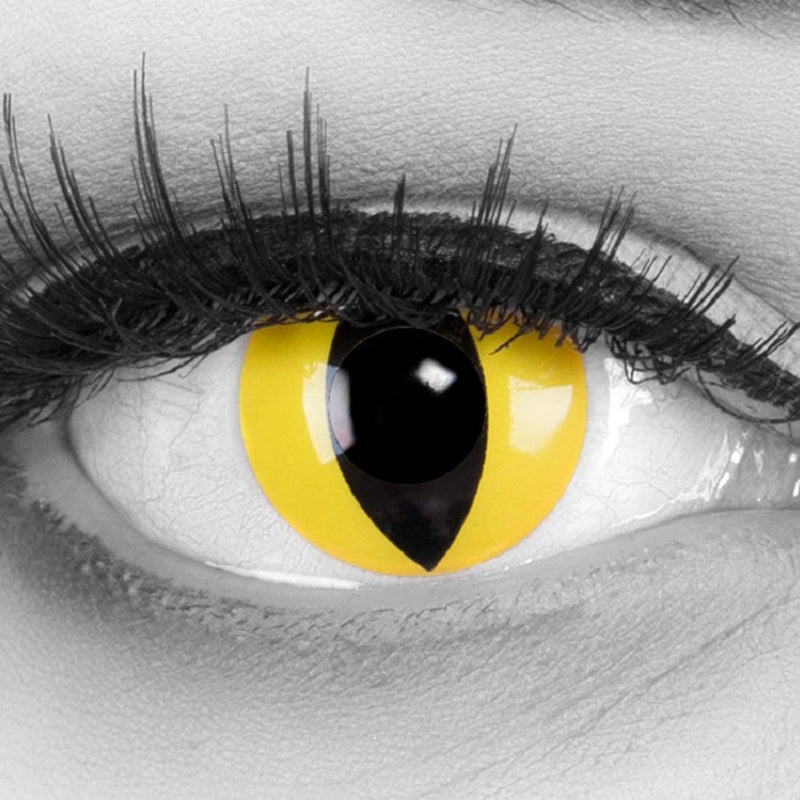 Funnylens 1 pair of colored yellow Crazy Fun cat eye contact lenses. Top quality for Mardi Gras, Carnival, Halloween with free contact lens case without prescription! 0.0 diopter 8.6 millimeters 14.00 millimeters 2.0 - NewNest Australia