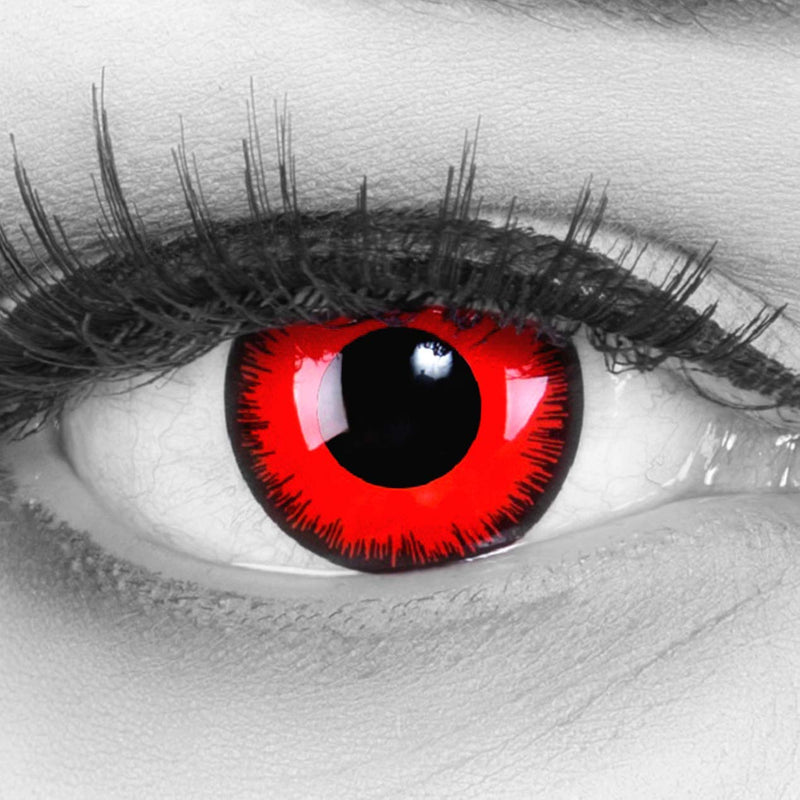 Colored Contact Lenses, Annual Lenses, Meralens, 1 Pair Of Red Black Crazy Fun Red Lunatic, Top Quality For Carnival, Carnival, Halloween With Contact Lens Container Without Power - NewNest Australia