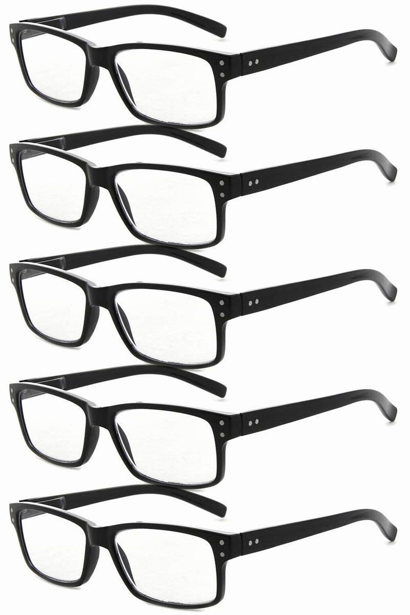 Eyekepper 5 pieces classic spring hinge reading glasses sun reading glasses black 5 pieces transparent lens 1.5 diopters - NewNest Australia