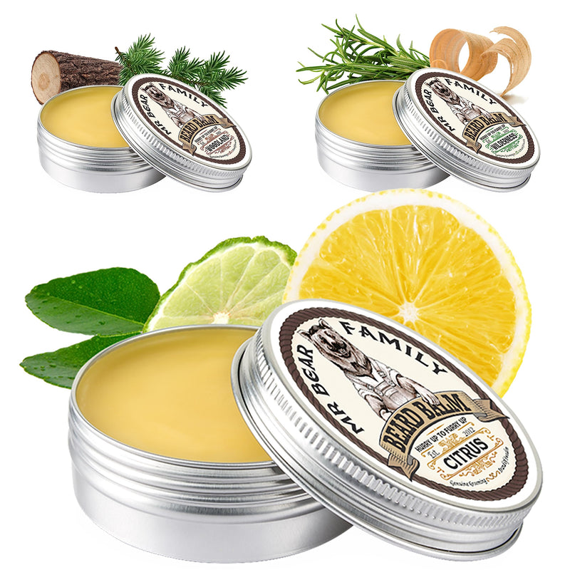 Mr Bear Family Beard Balm Men - Citrus - Nourishing Beard Balm - Beard Wax with Shea Butter, Jojoba Oil and Beeswax - Beard Wax Mustache & Full Beard Beard Styling - Beard Balm 60ml - NewNest Australia