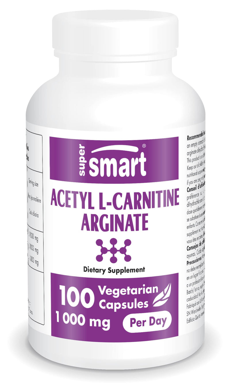 Supersmart - Acetyl L Carnitine Arginate 1000 mg per serving - Amino Acids - Brain Food | Non-GMO & Gluten Free - 120 Vegetarian Capsules - NewNest Australia