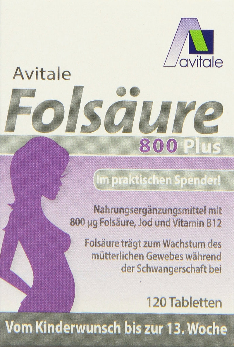 Avitale folic acid 800 plus with vitamin B12 and iodine, 120 tablets in a click dispenser, pack of 1 (1 x 7.8g) - NewNest Australia