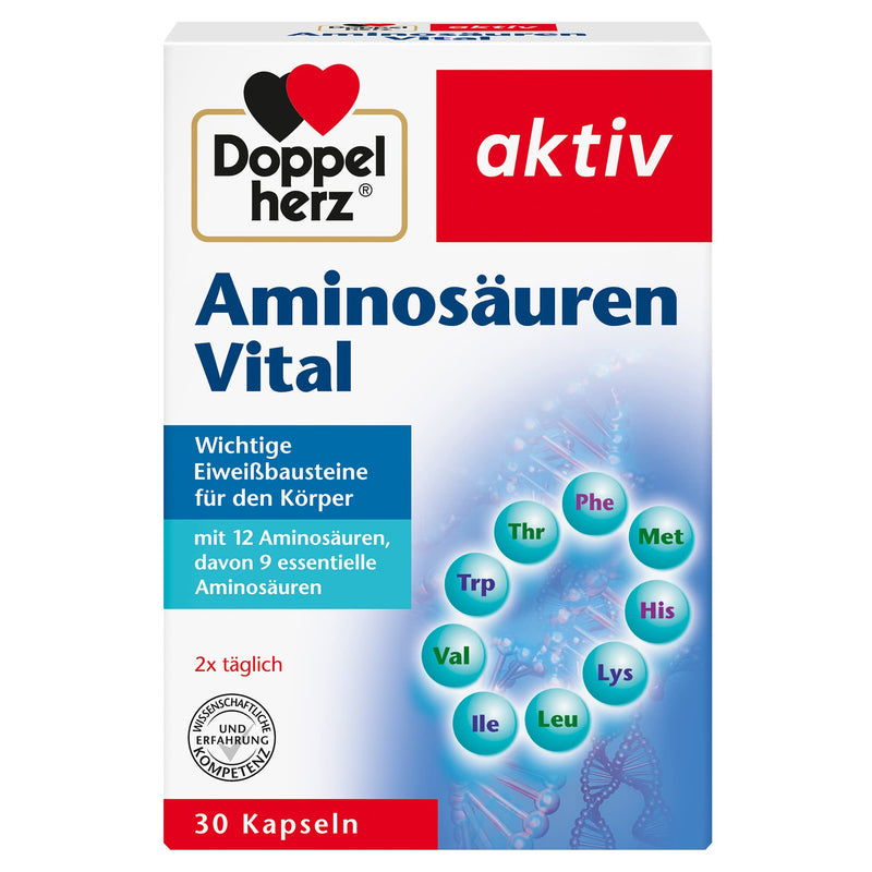 Doppelherz Vital Amino Acids - Dietary Supplement With 12 Protein Basic Components Including All 9 Essential Amino Acids, For Athletes And Physical Active - 1 X 30 Capsules - NewNest Australia
