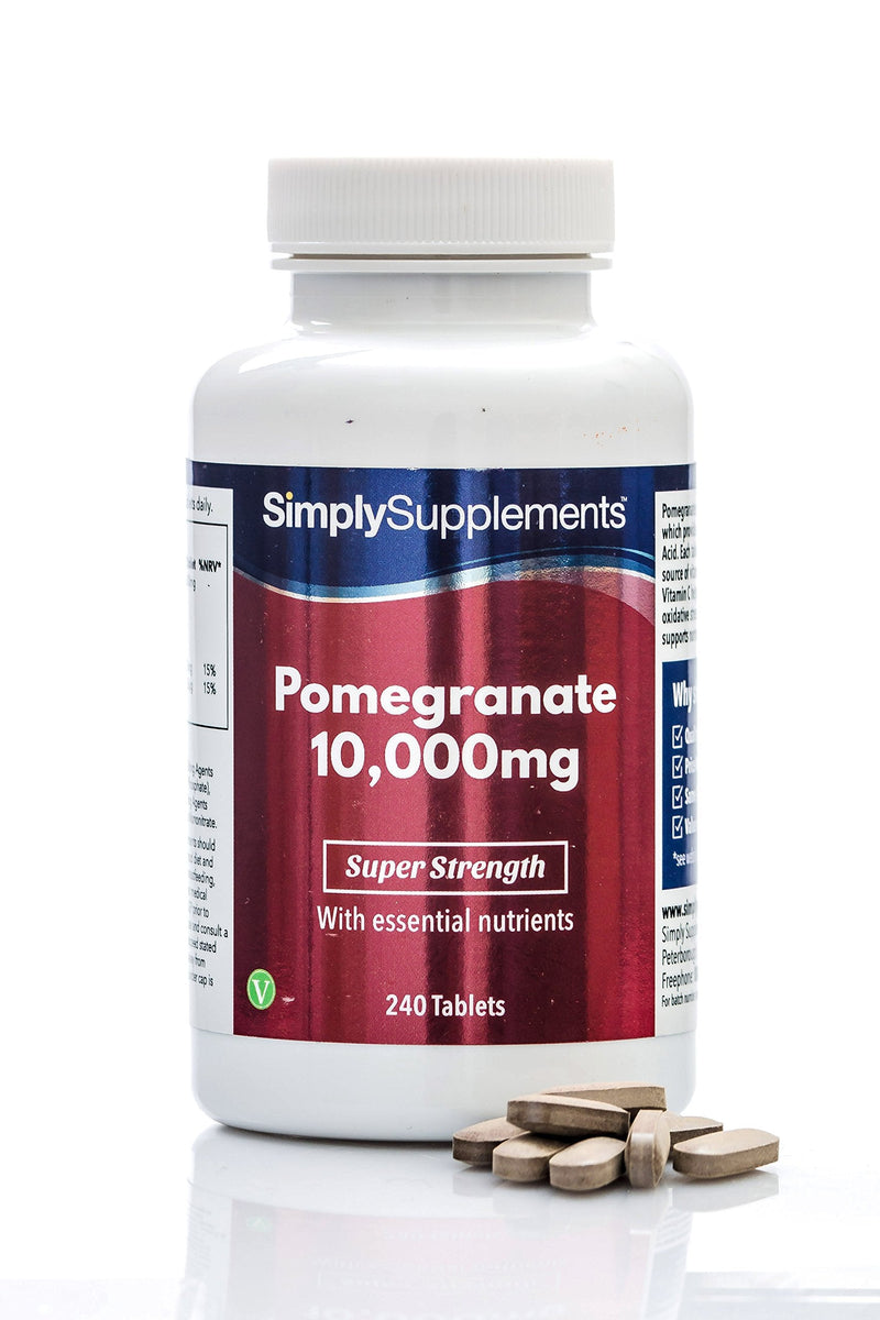 Pomegranate 10,000mg - 240 tablets - Suitable for vegans - Supply for up to 4 months - SimplySupplements - NewNest Australia