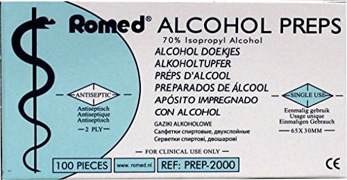 Romed alcohol swabs 2-ply 65 x 30mm alcohol swabs 100 pieces (pack of 1) - NewNest Australia
