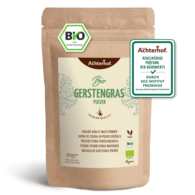 Barley grass powder organic (1kg) | From German cultivation | Raw food quality | 100% barley grass powder | Residue controlled | vom-Achterhof 1 kg (pack of 1) - NewNest Australia