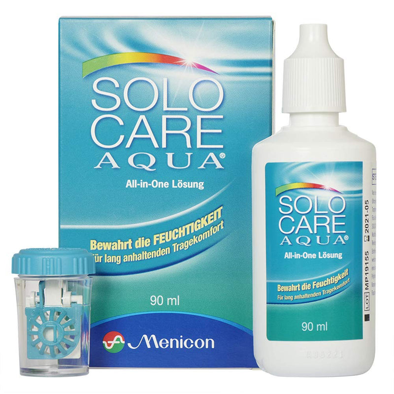 Demel Augenoptik Solocare Aqua Travel Set - Contact Lens Fluid for Soft Contact Lenses, 90ml - NewNest Australia