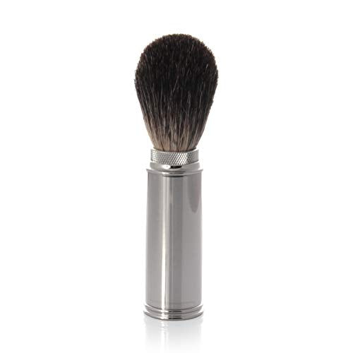 Golddachs travel shaving brush, 100 percent badger hair, in silver tube, 1 piece - NewNest Australia