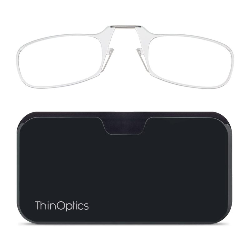 ThinOptics reading glasses with universal compact case - compact foldable reading glasses with Flex-Fit technology - 1.00 1.50 2.00 2.50 diopters - visual aid eye optics glasses reading aid for women and men colorless frame, black case 2.0 x - NewNest Australia