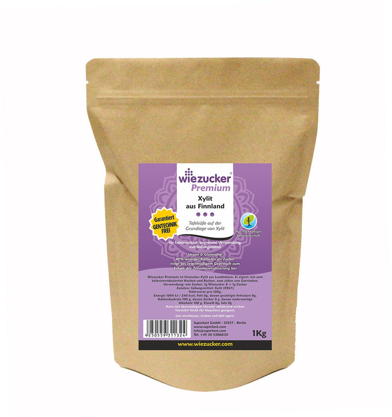 Wiezucker premium birch sugar from Finland xylitol, made from hardwoods - no corn, pack of 1 (1 x 1 kg) single - NewNest Australia