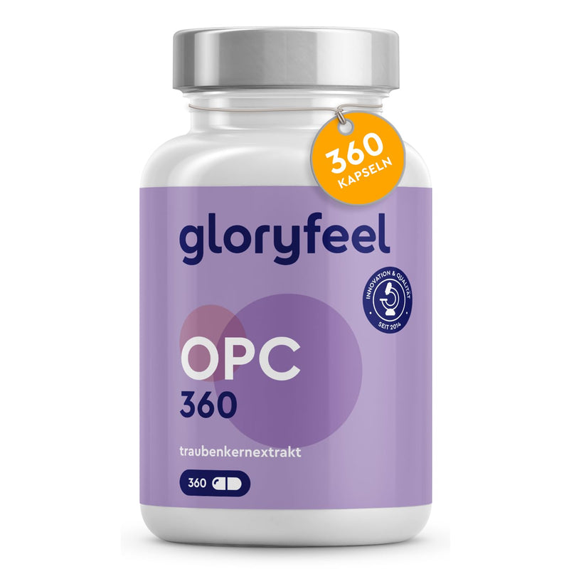 OPC Grape Seed Extract 360 capsules - 1052mg extract + vitamin C per daily dose - Made from original French grapes - 6 month pack - Laboratory tested, Vegan made in Germany - NewNest Australia