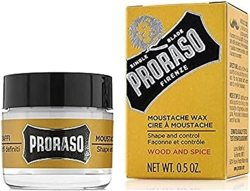 Proraso Mustache Wax, Wood and Spice, 15 ml, mustache wax with shea butter and beeswax for care and styling of facial hair, Made in Italy - NewNest Australia