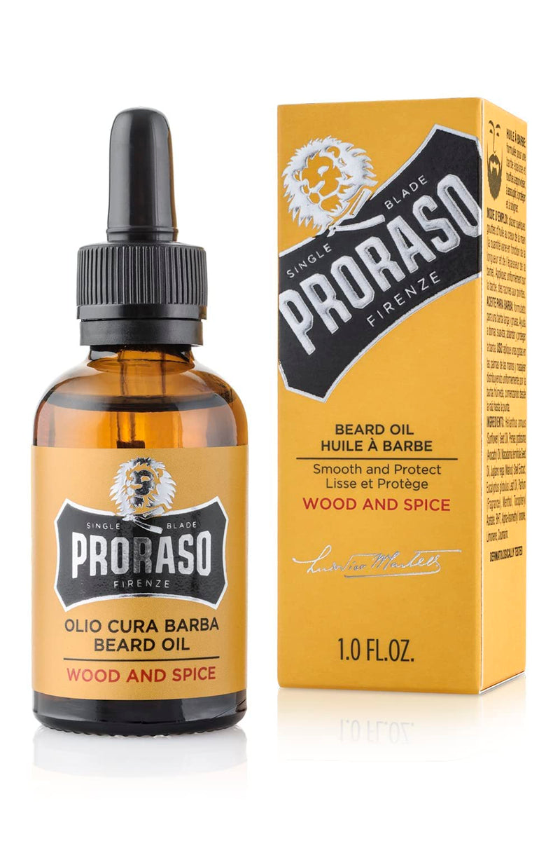 Proraso Beard Oil, Wood & Spice, beard oil with cedar wood & citrus scent, beard softener nourishes skin & hair and protects beard hair, Made in Italy, 30 ml (pack of 1) single - NewNest Australia