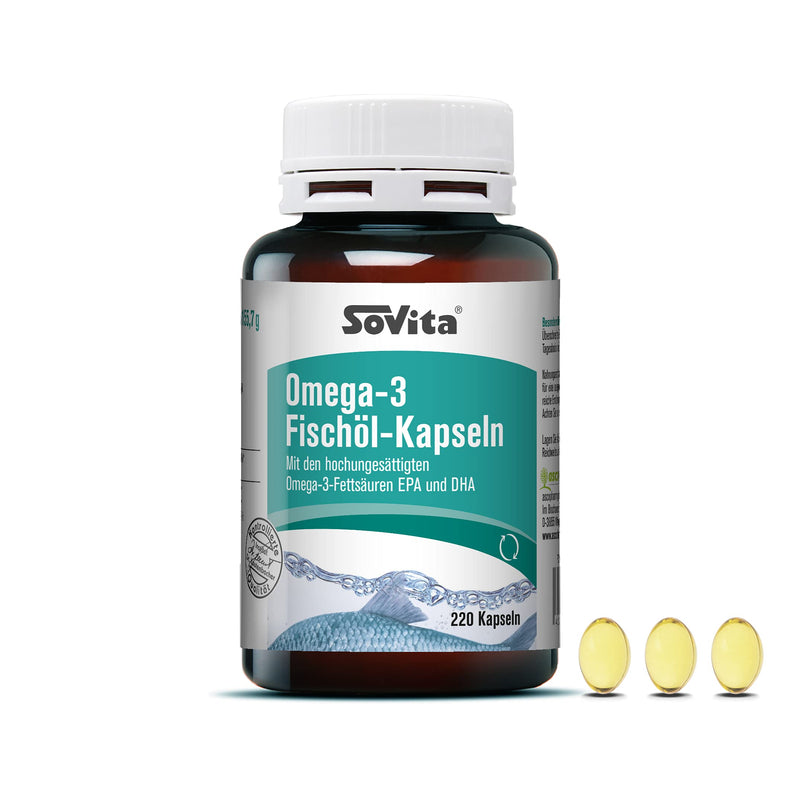Sovita Omega 3 fish oil capsules, with highly unsaturated fatty acids EPA and DHA, high-dose dietary supplement, 220 capsules - NewNest Australia