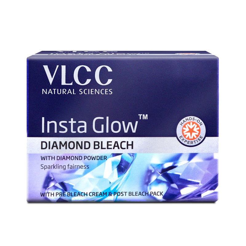 VLCC Insta Glow Diamond Bleach With Diamond (Ash) for Sparkling Fairness Also Contain Re Bleach Cream & Post Bleach Pack 60 Gram by VLCC - NewNest Australia