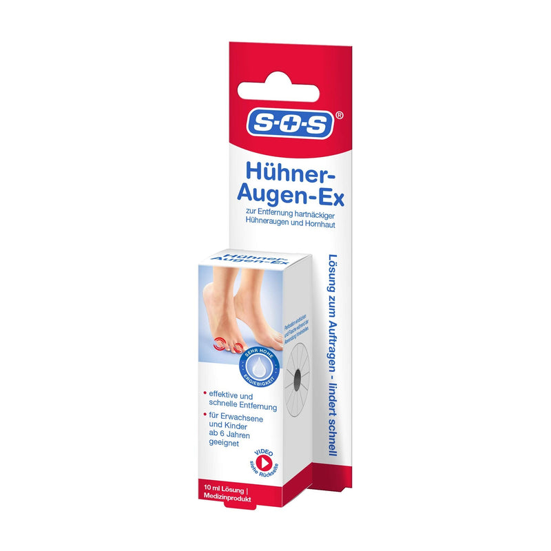 SOS Corns Ex | Remove corns | Also for removing calluses | Adults + children from 6 years. | with brush | Medical device 1 x 10ml 10 ml (pack of 1) - NewNest Australia