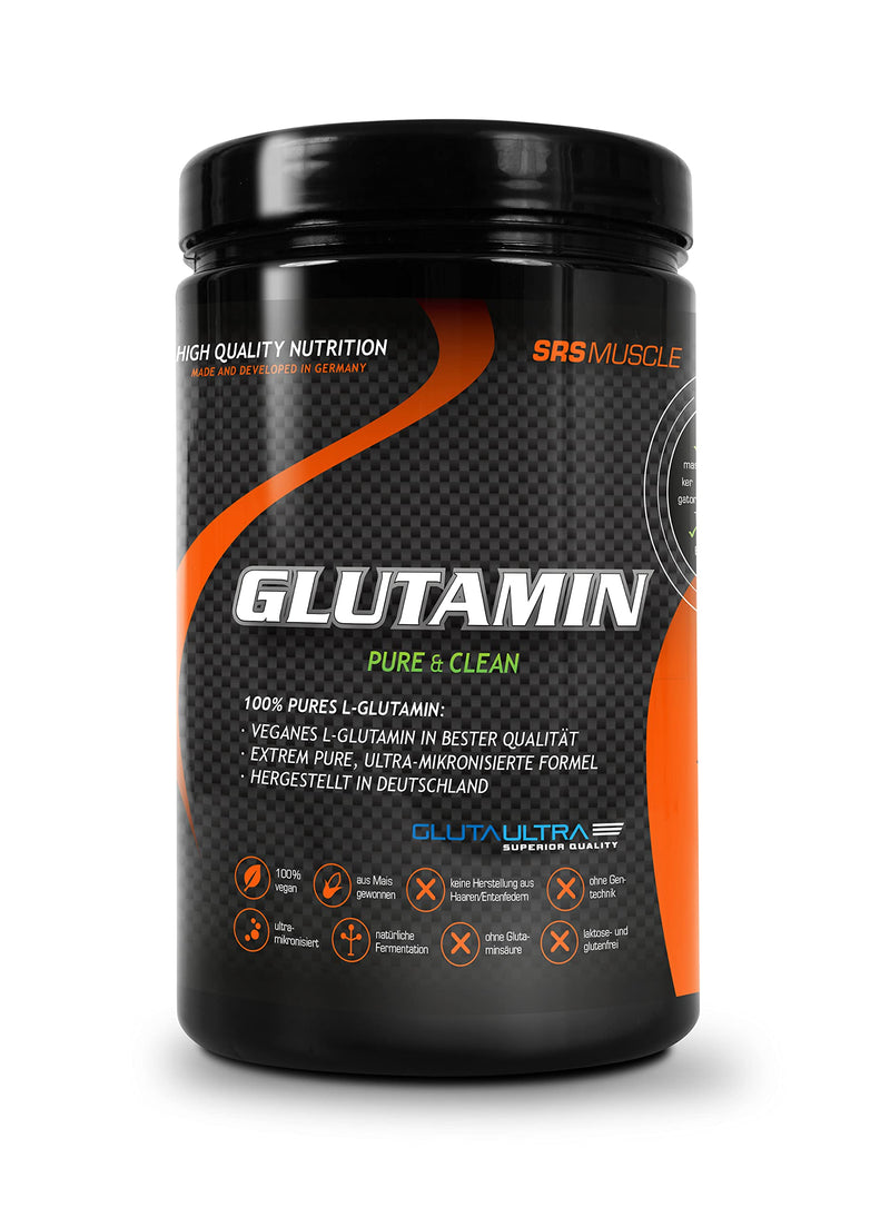 SRS Muscle - Glutamine, 500 g, Neutral | 100% pure | pharmaceutically pure L-glutamine without additives | no allergens | 100% vegan | German premium quality - NewNest Australia