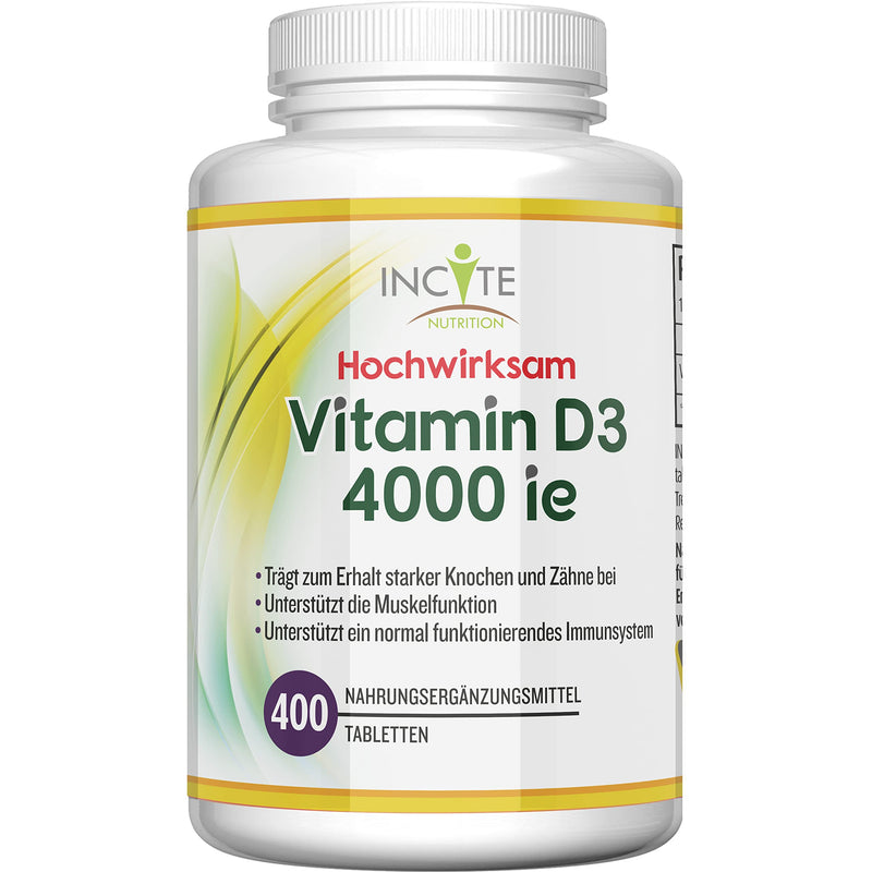 Vitamin D 4000 Iu - 400 Easy To Absorb Premium Vitamin D3 Micro Tablets - Every Four Day Highly Effective Tablet Cholecalciferol Vit D3 - Vegetarian Supplement - Made By Incite Nutrition In The Uk - NewNest Australia