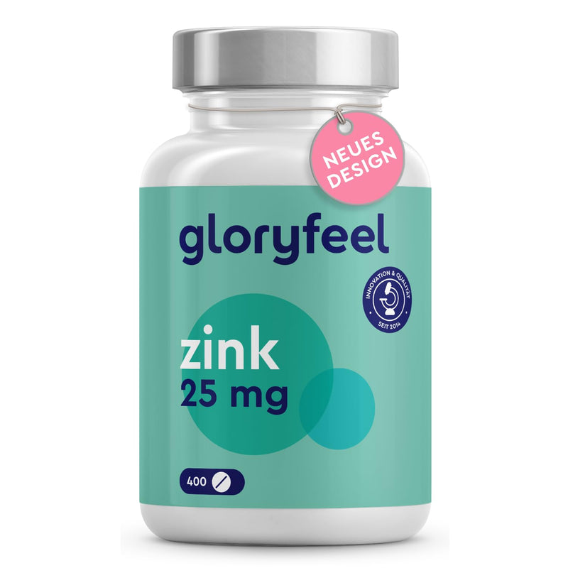 Zinc 25mg - 400 vegan tablets (13 months) - Premium zinc gluconate highly bioavailable - High dose of elemental zinc - Laboratory tested and made in Germany without additives - NewNest Australia