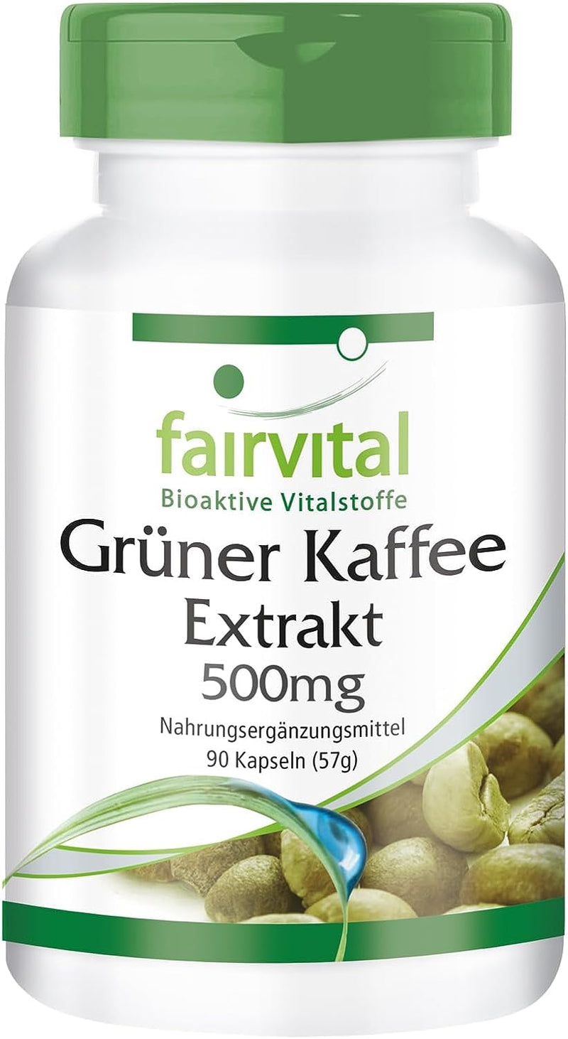 Fairvital | Green coffee extract 500mg - HIGH DOSE - standardized to 45% chlorogenic acid - VEGAN - 90 capsules - NewNest Australia