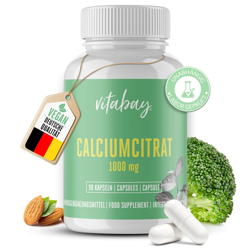 Vitabay Calcium high dose 1000 mg VEGAN - 90 capsules high dose calcium citrate - Calcium Citrate Calcium tablets high dose 1000 mg calcium Calcium calcium tablets Calcium high dose tablets 90 pieces (pack of 1) - NewNest Australia