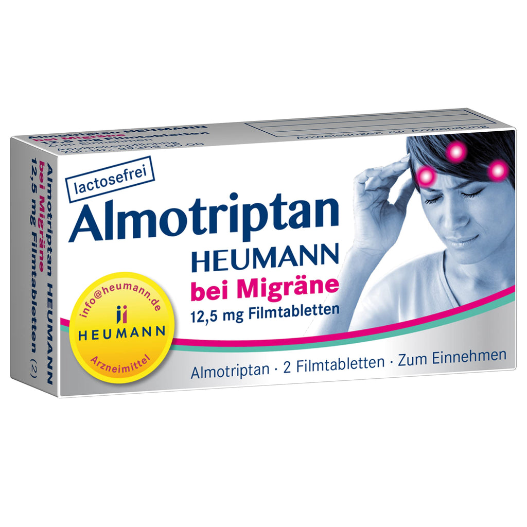 Almotriptan HEUMANN for migraines 12.5 mg film-coated tablets: against migraines in the best time, 2 tablets - NewNest Australia